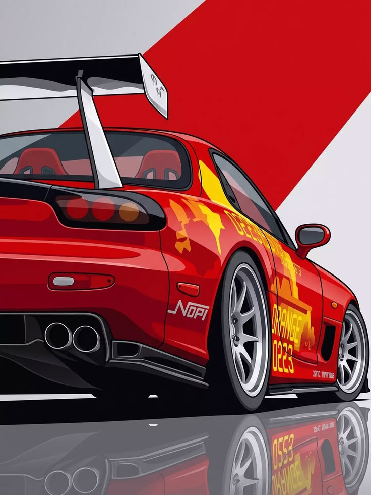 F&F RED MAZDA RX-7 MAGNET