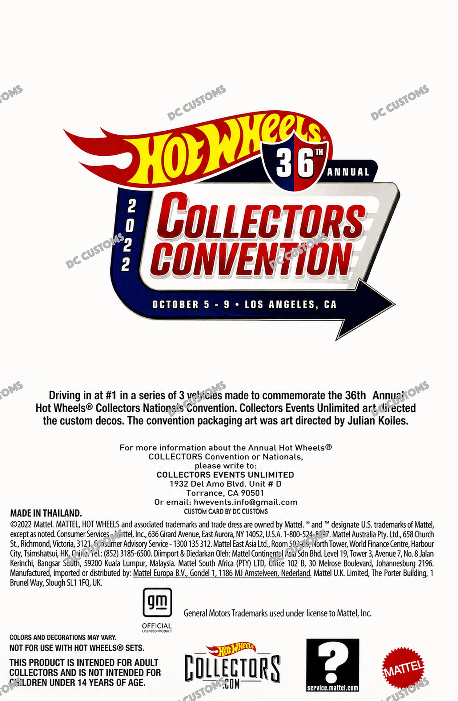 CUSTOM CARD FOR HW 36TH ANNUAL CONVENTION '83 SILVERADO