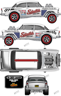 55 CHEVY GASSER (WHITE TONER) DECALS SCHREIFELS SPEED SHOP