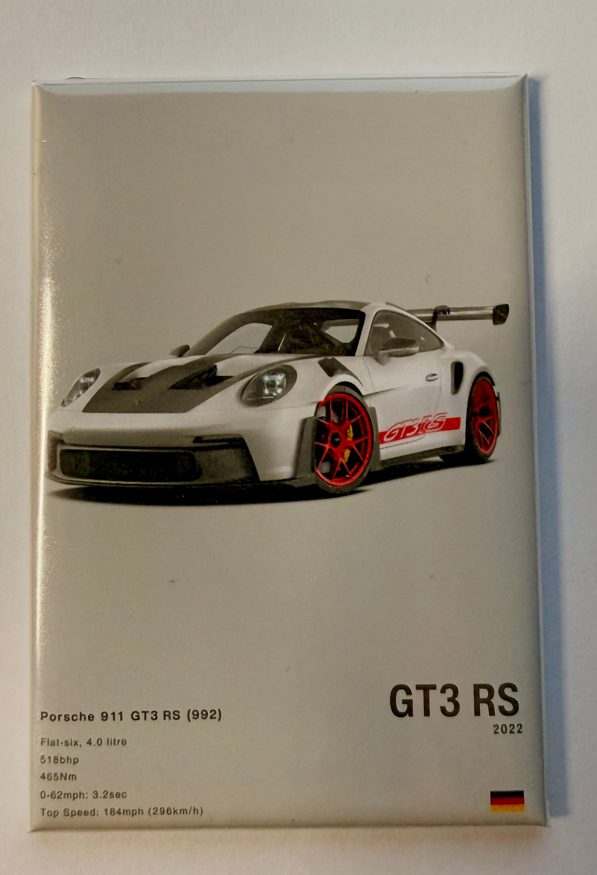 WHITE PORSCHE GT3 RS MAGNET