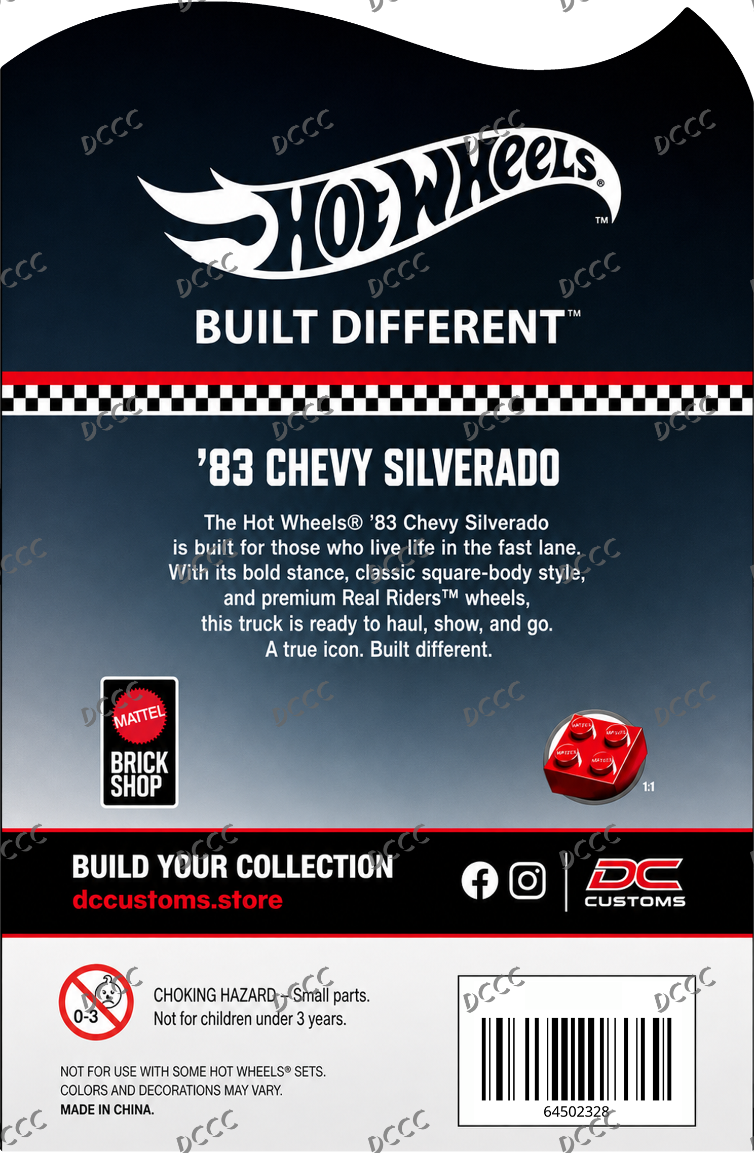 CUSTOM CARD FOR HOT WHEELS BRICK SHOP SILVERADO
