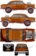 55 CHEVY GASSER (WHITE TONER) DECALS BULLEIT WHISKEY
