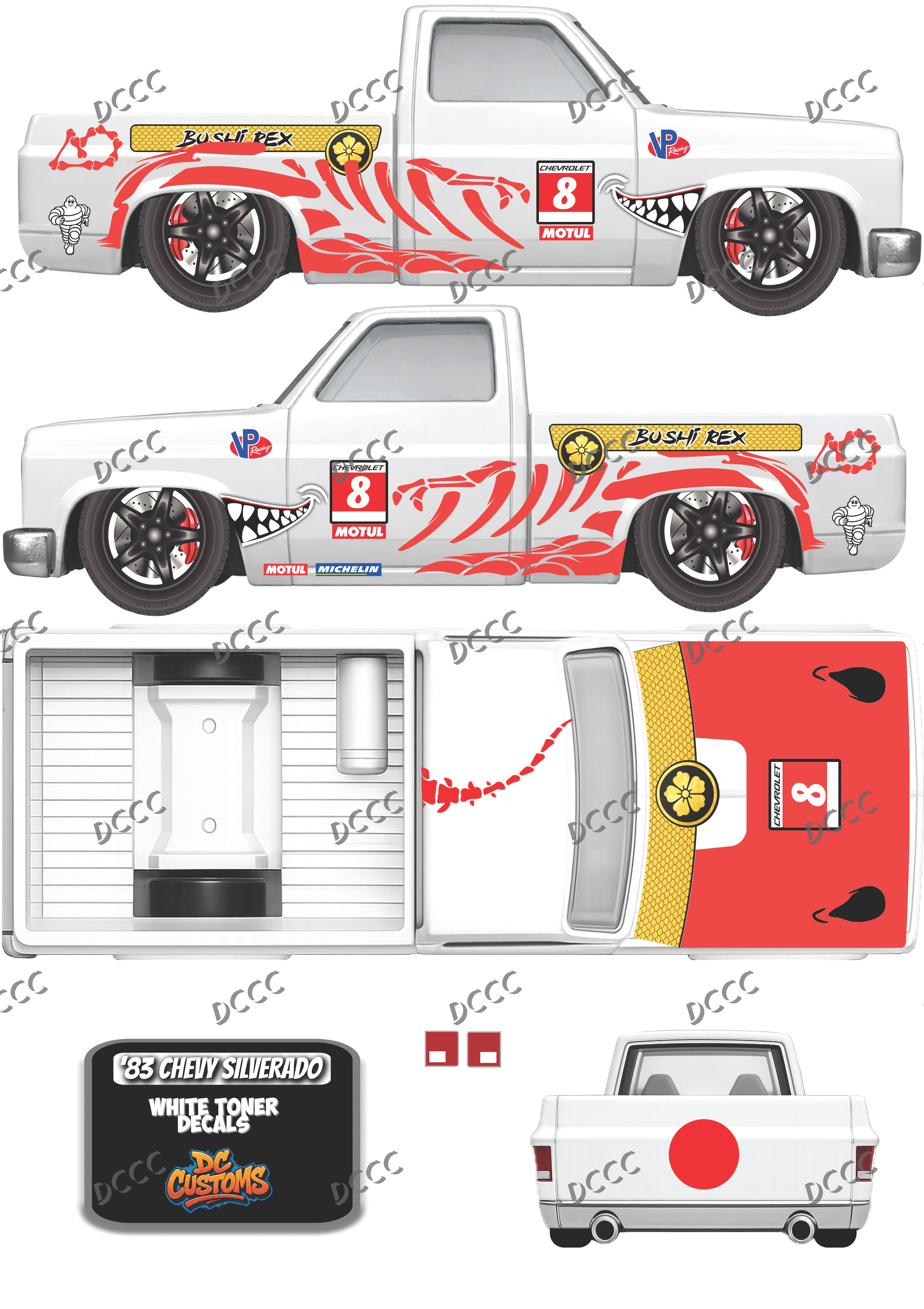 83 CHEVY SILVERADO (WHITE TONER) DECALS BUSHI REX