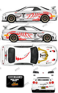 NISSAN SKYLINE R34 (WHITE TONER) DECALS BUSHI REX