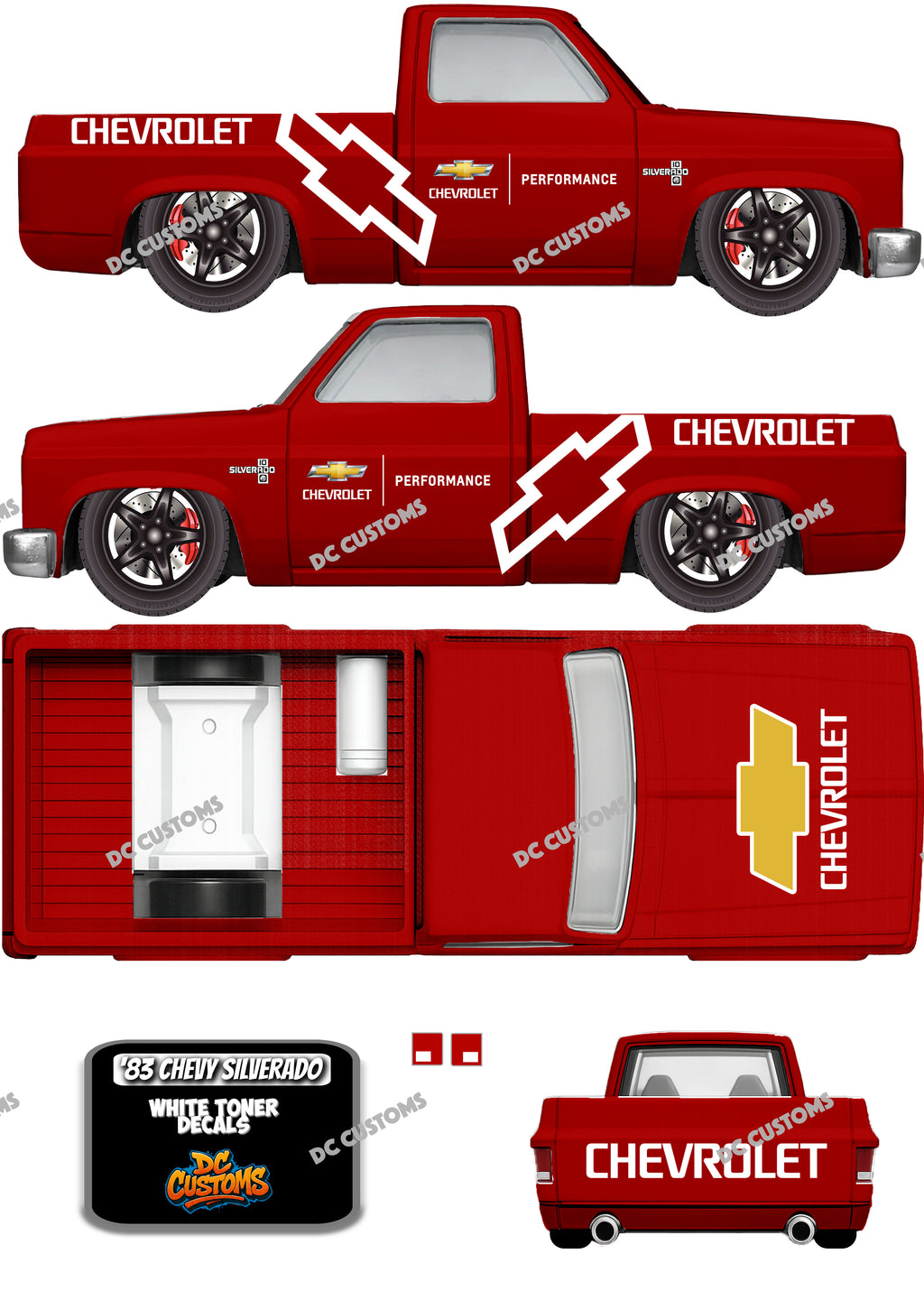 83 CHEVY SILVERADO (WHITE TONER) DECAL CHEVY PERFORMANCE