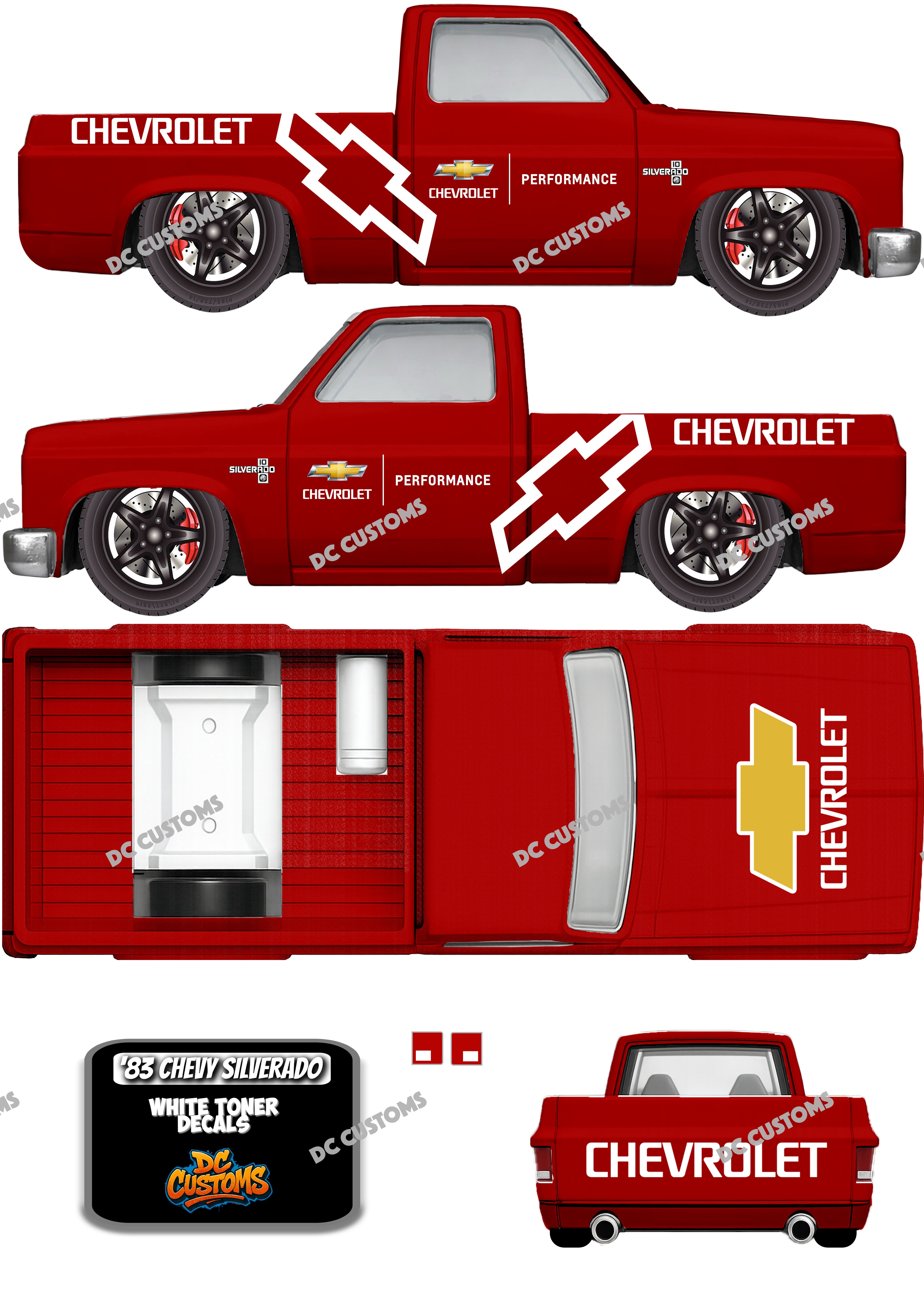 83 CHEVY SILVERADO (WHITE TONER) DECAL CHEVY PERFORMANCE