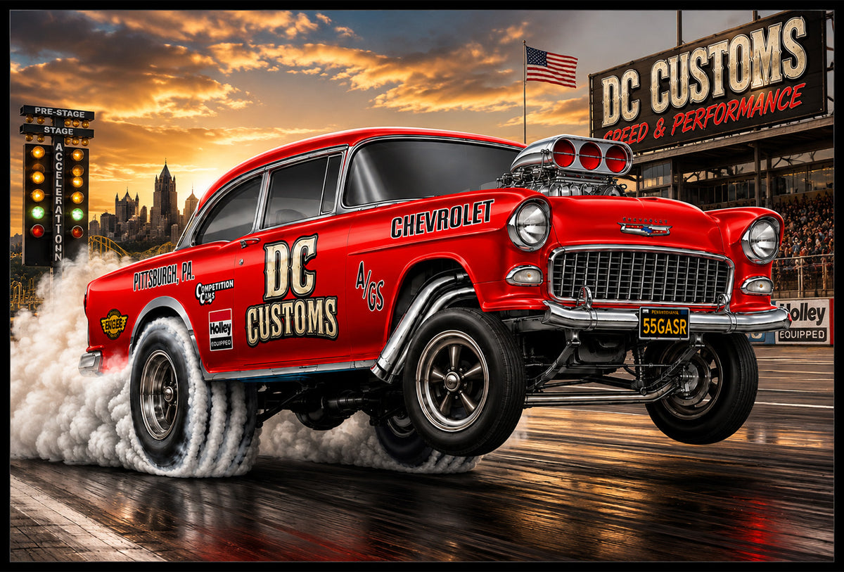 DC CUSTOMS 55 CHEVY GASSER MAGNET