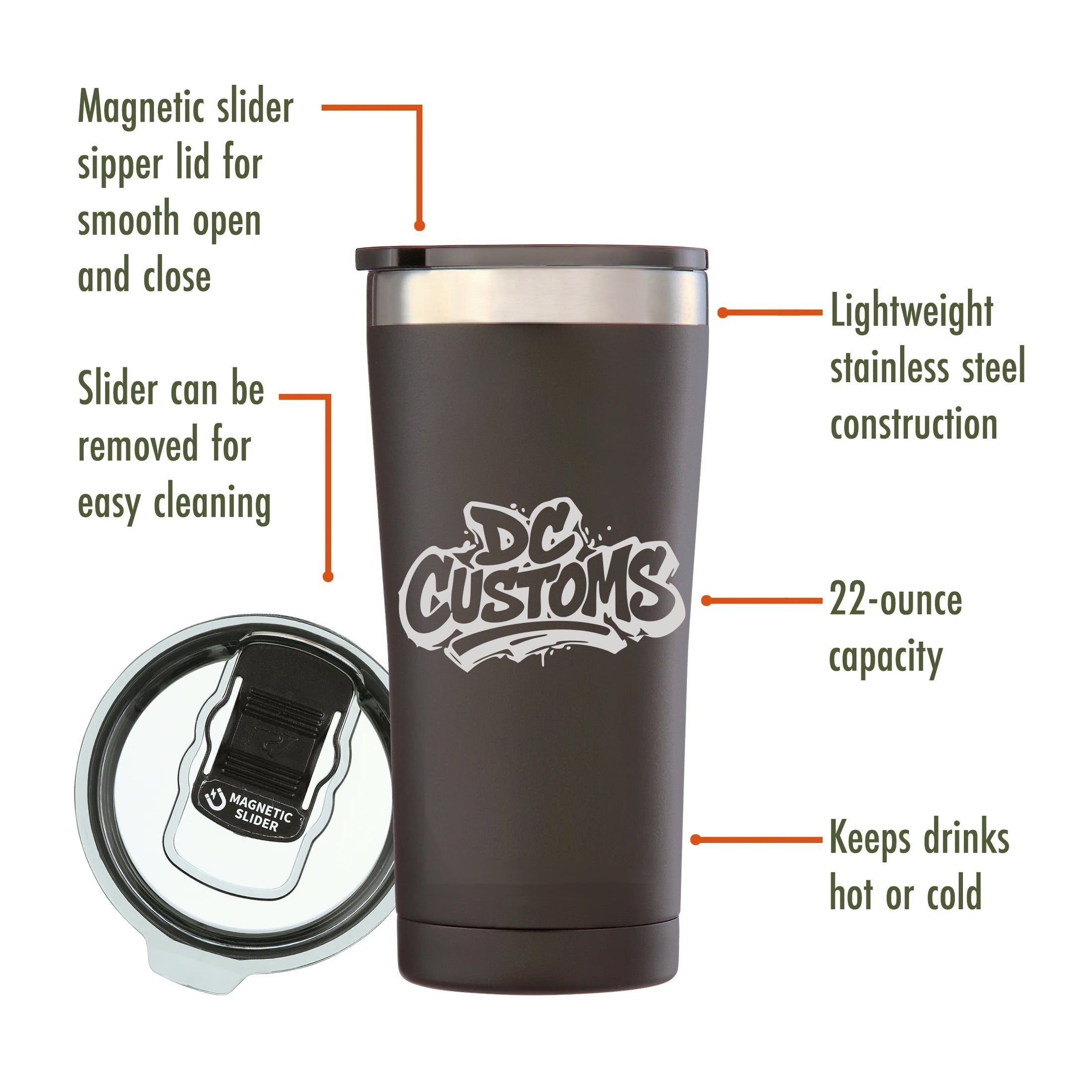 22 OZ TUMBLER: DC CUSTOMS