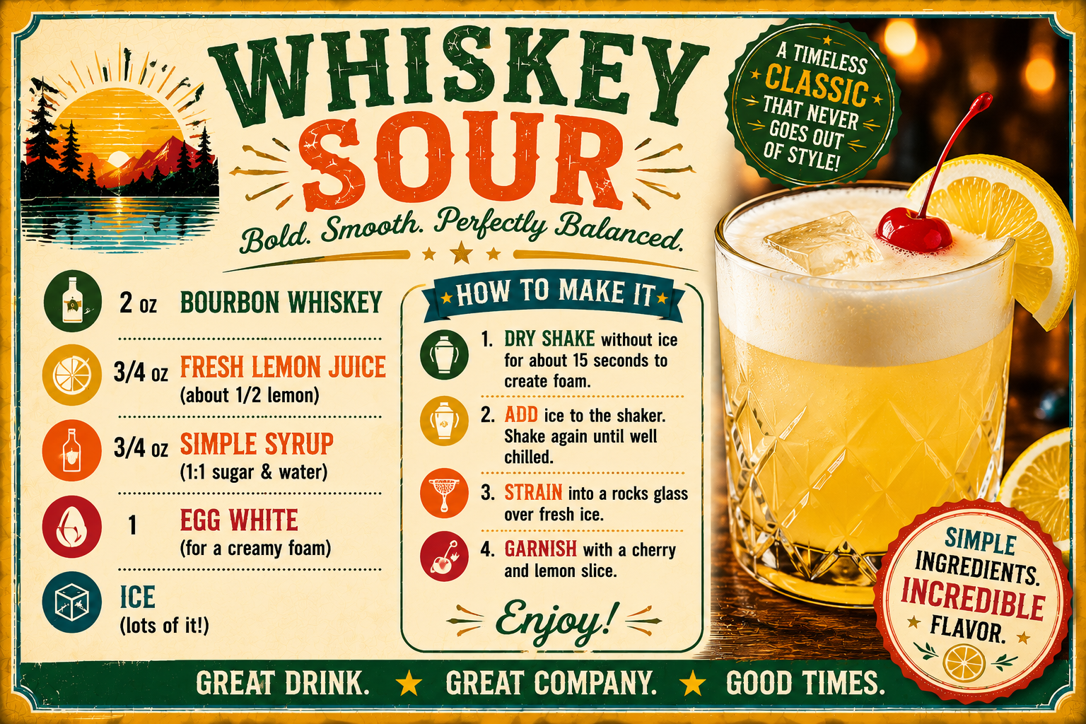 WHISKEY SOUR RECIPE MAGNET