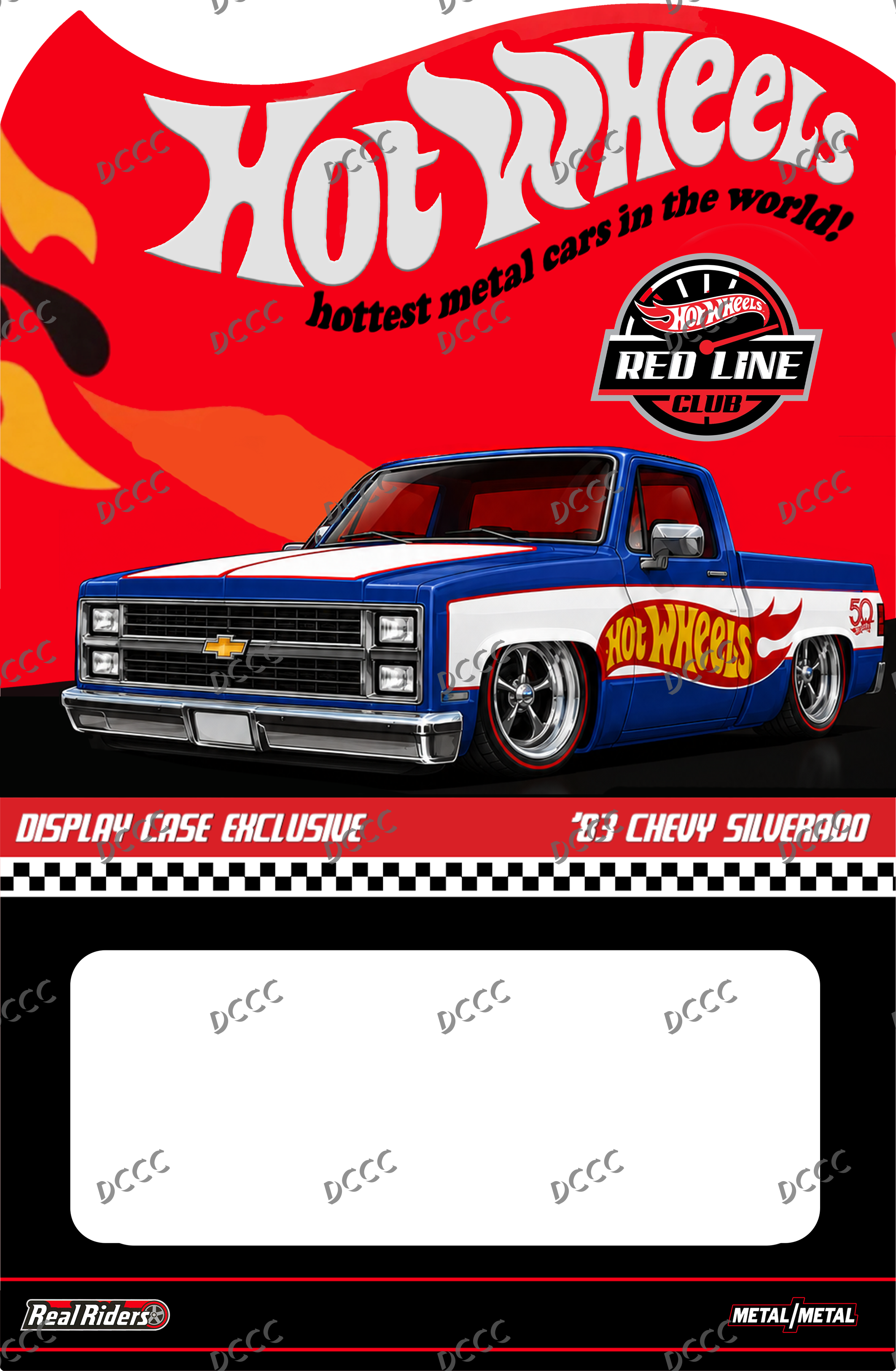 CUSTOM CARD FOR HOT WHEELS DISPLAY CASE 83 CHEVY SILVERADO