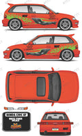 HONDA CIVIC EF (WHITE TONER) DECALS F&F ORANGE