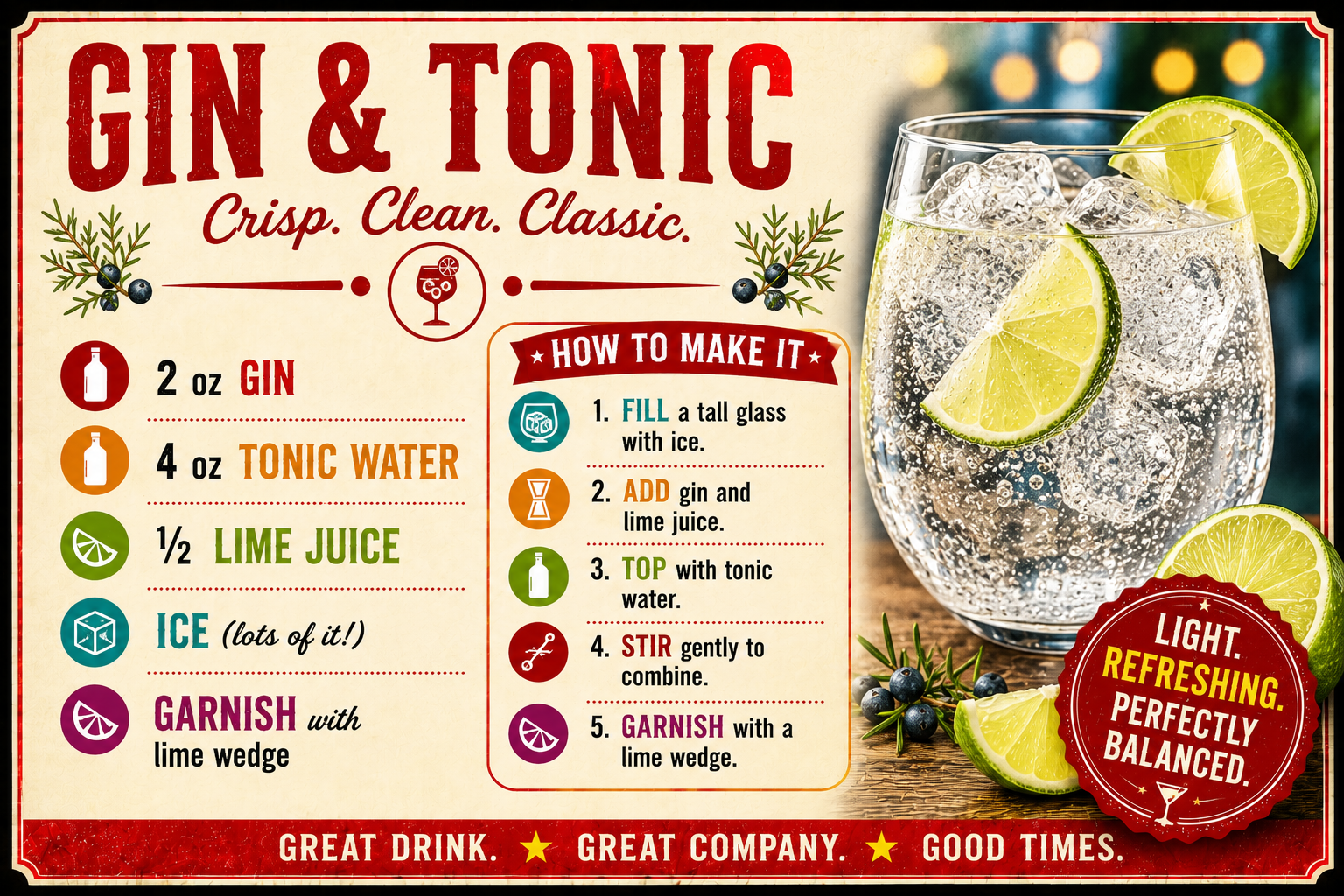 GIN & TONIC RECIPE MAGNET