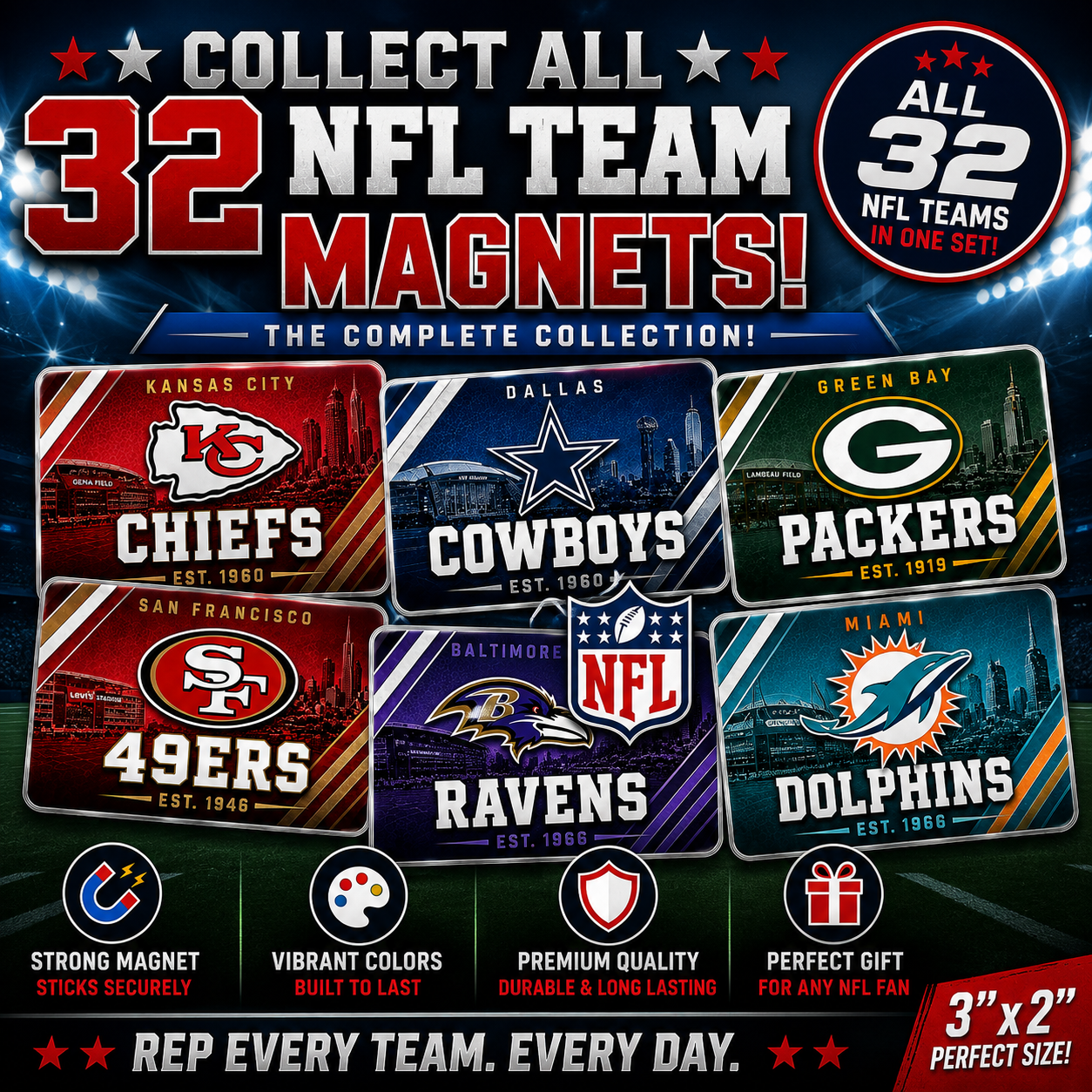 Complete NFL Team Magnet Collection