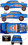 55 CHEVY (WHITE TONER) DECALS GULF V2