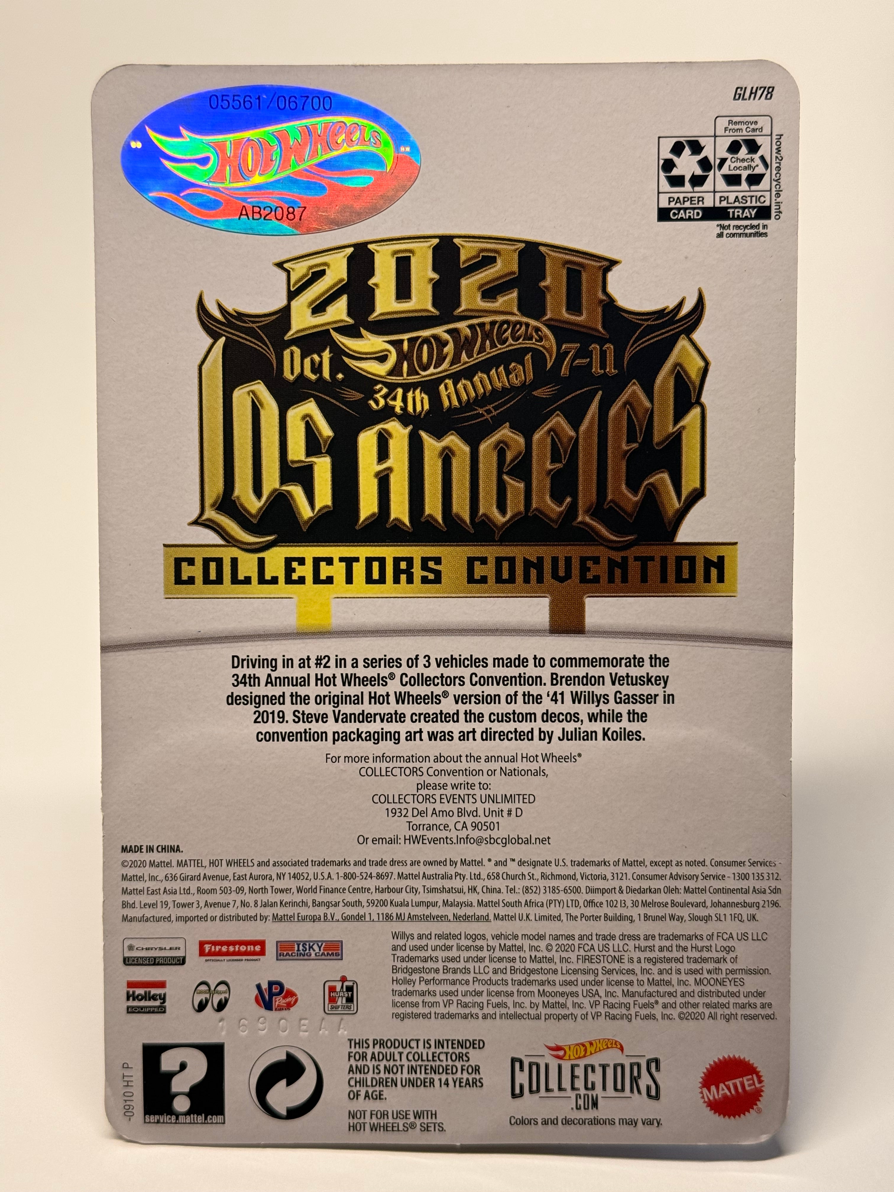 2020 HOT WHEELS 34TH ANNUAL CONVENTION '41 WILLYS GASSER "BLOOD SHOT"