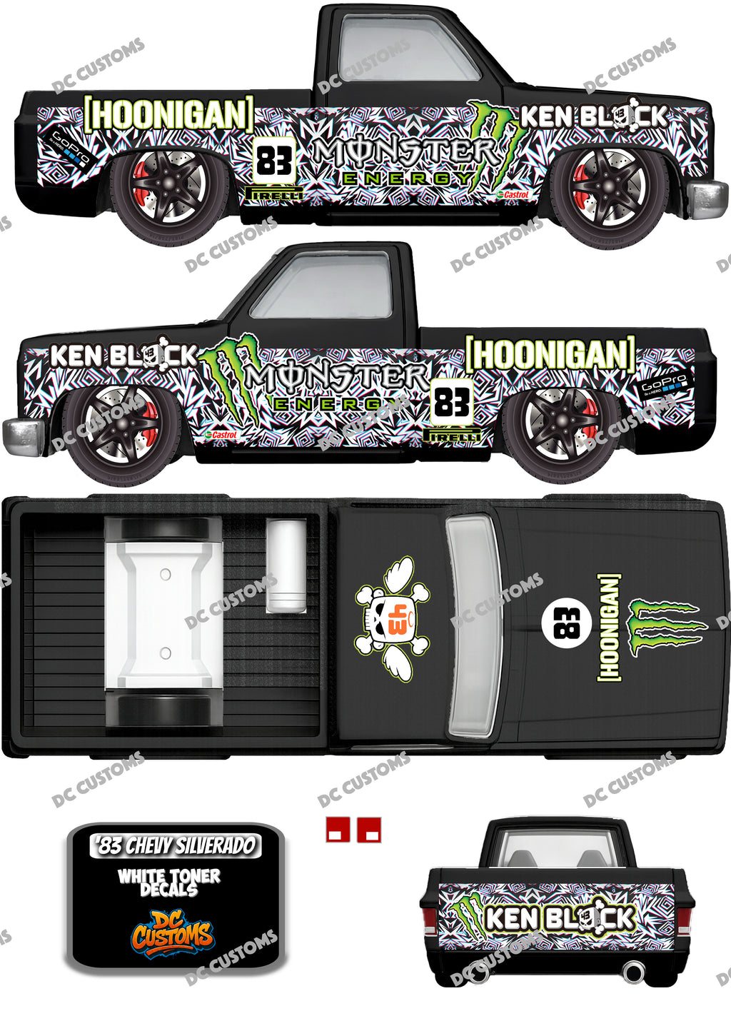 83 CHEVY SILVERADO (WHITE TONER) DECALS KEN BLOCK