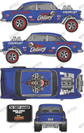 55 CHEVY GASSER (WHITE TONER) DECALS YOUR OBITUARY