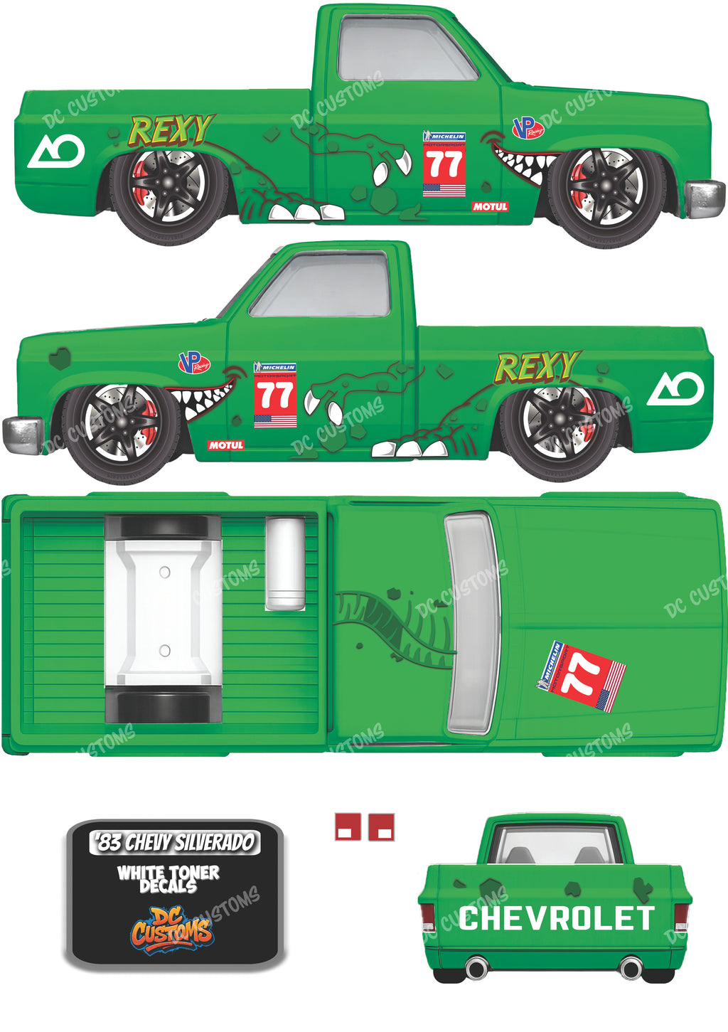 83 CHEVY SILVERADO (WHITE TONER) DECALS REXY