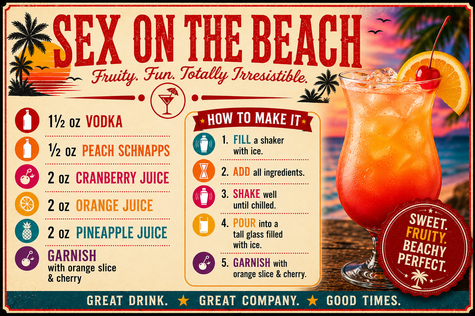 SEX ON THE BEACH RECIPE MAGNET