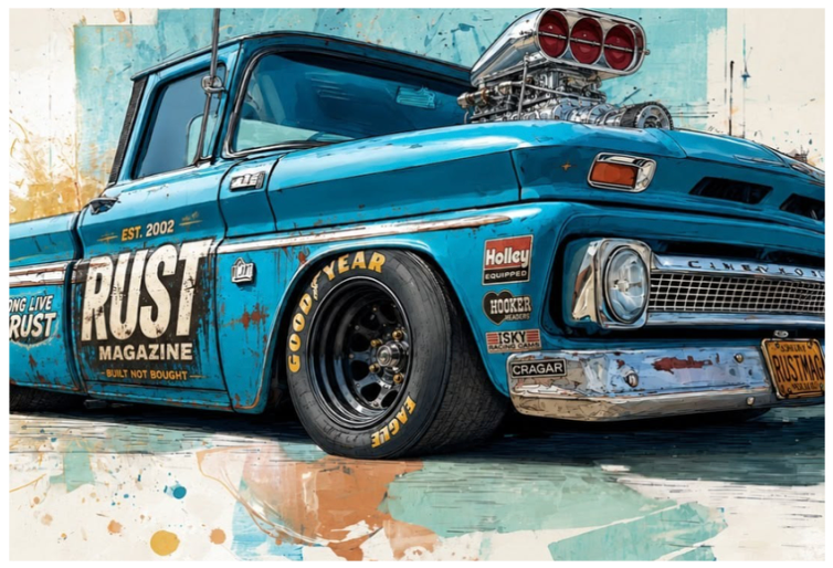 CUSTOM TRUCK RUST MAGAZINE MAGNET