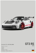 WHITE PORSCHE GT3 RS MAGNET