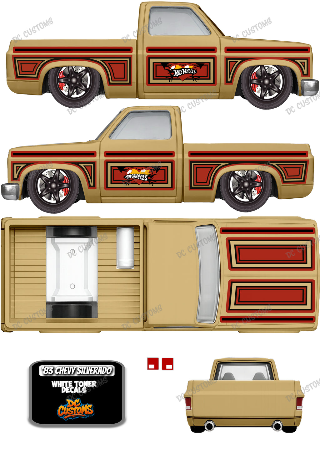 83 CHEVY SILVERADO (WHITE TONER) DECALS VALENTINES DAY