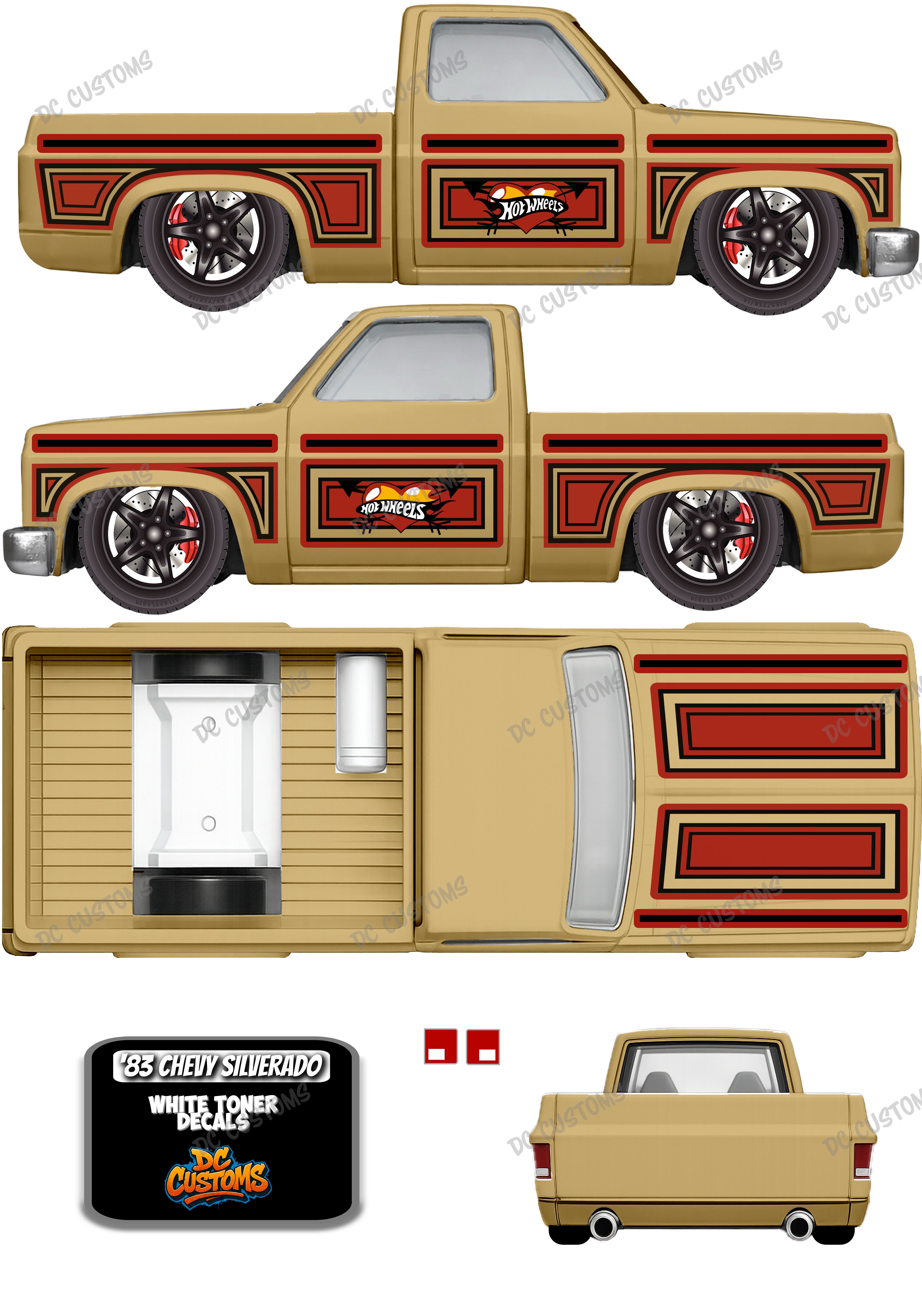 83 CHEVY SILVERADO (WHITE TONER) DECALS VALENTINES DAY