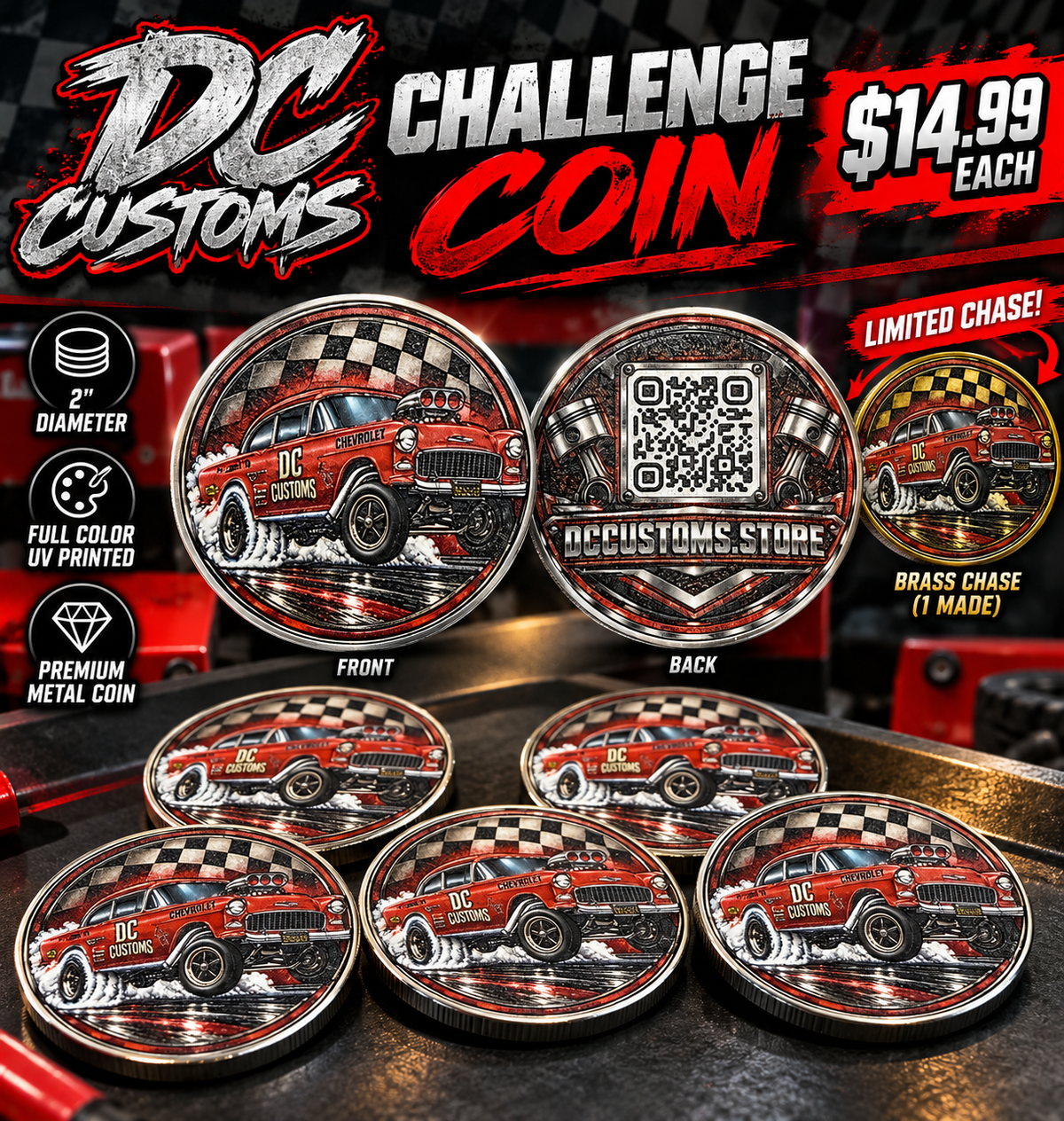 DC CUSTOMS 55 Chevy Gasser Coin