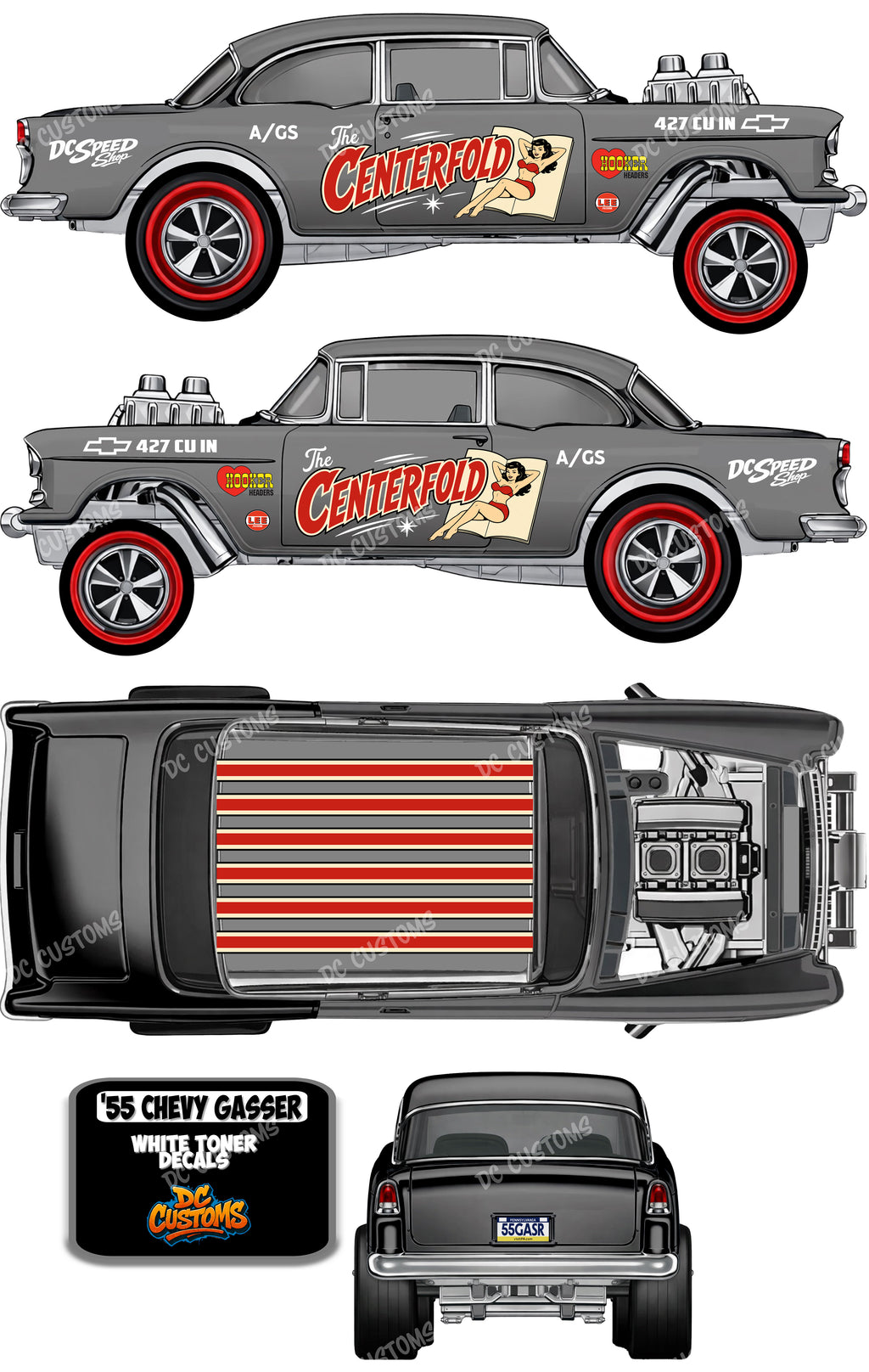 55 CHEVY GASSER (WHITE TONER) THE CENTERFOLD