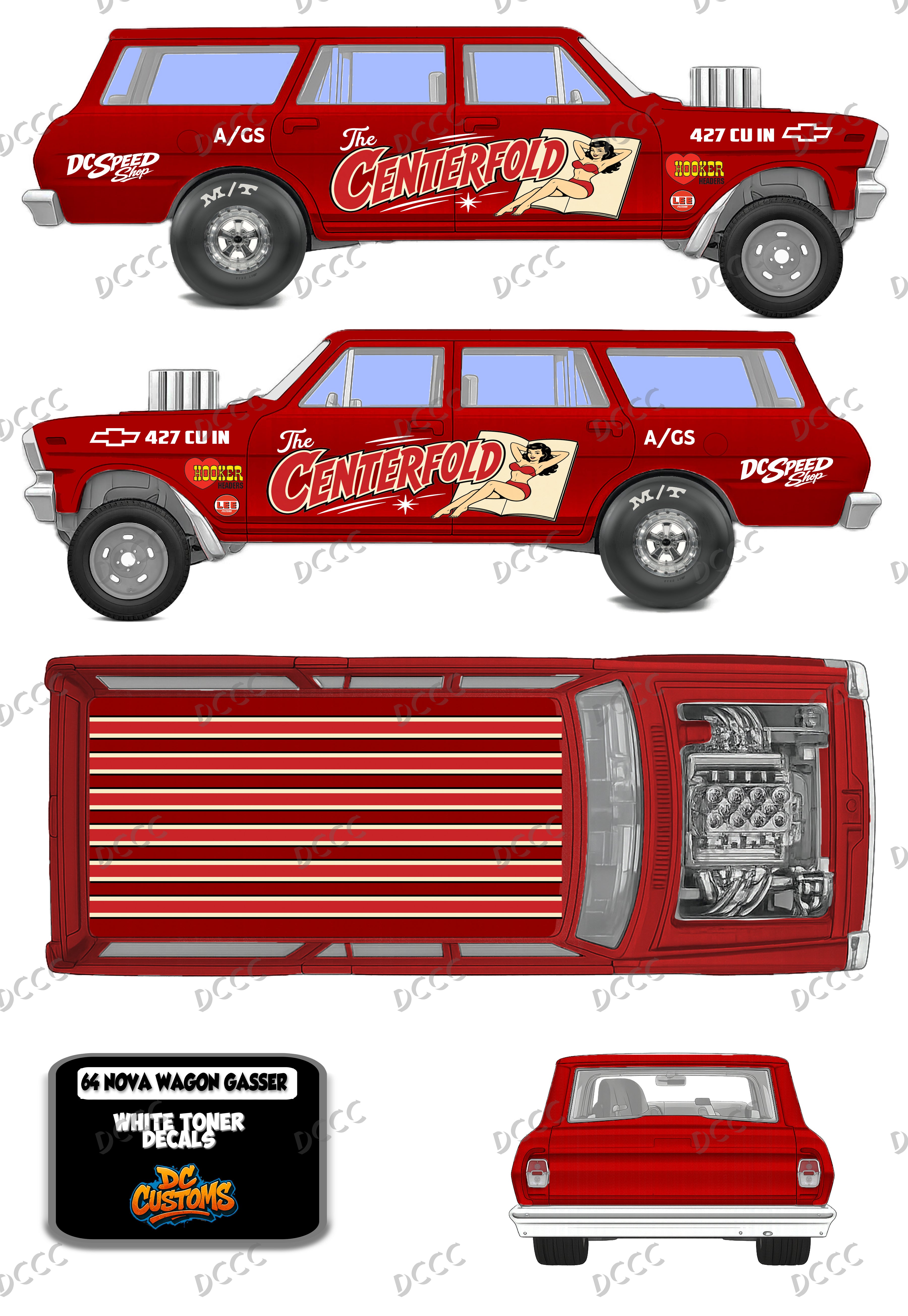 NOVA GASSER (WHITE TONER) DECALS "THE CENTERFOLD"