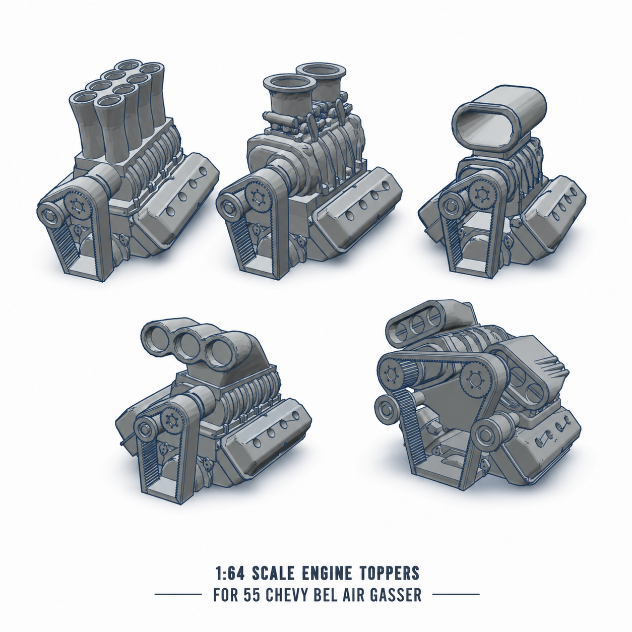 55 CHEVY GASSER ENGINES (3D PRINTED RESIN)