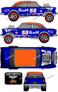 55 CHEVY GASSER (WHITE TONER) DECALS GULF V4