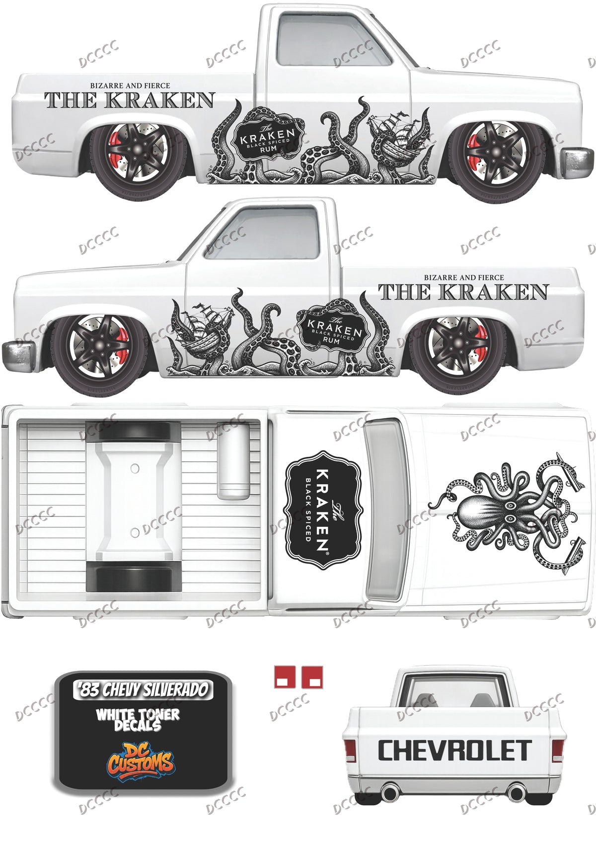83 CHEVY SILVERADO (WHITE TONER) DECALS KRAKEN