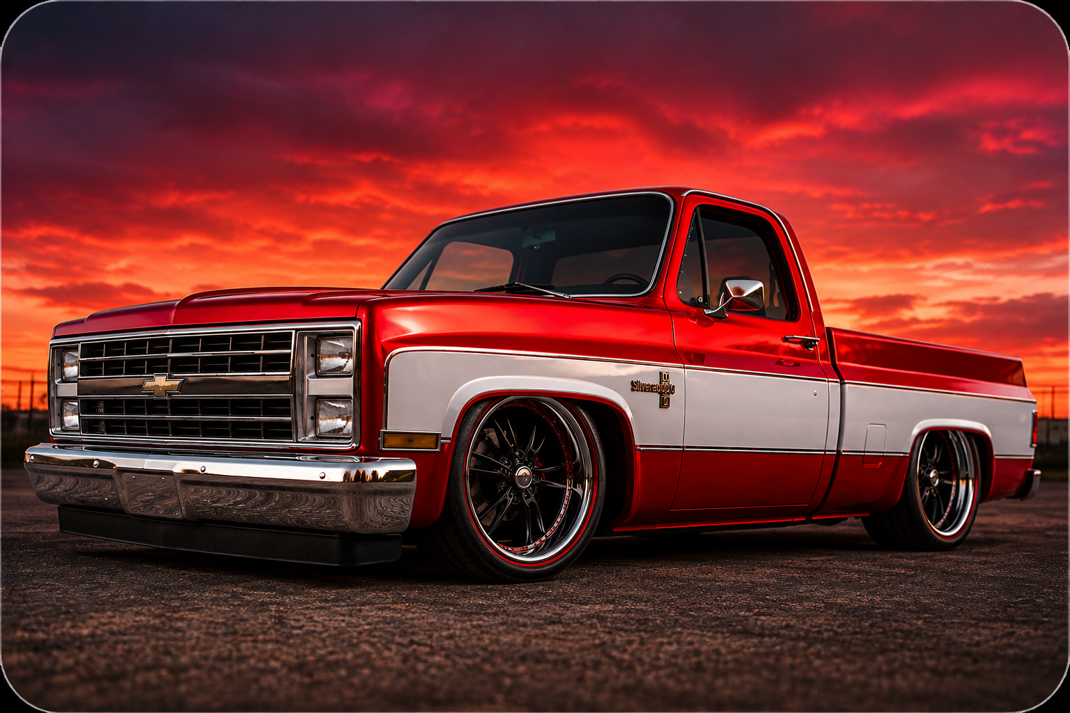 MODERN CLASSIC CANDY RED SILVERADO MAGNET