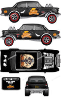 55 CHEVY GASSER (WHITE TONER) DECALS HALLOWEEN