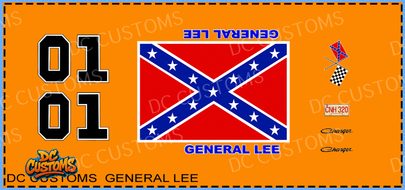 69 DODGE CHARGER GENERAL LEE DECALS (WHITE TONER) 1:64 SCALE