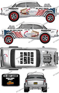 55 CHEVY GASSER (WHITE TONER) DECALS TURNING P0INT