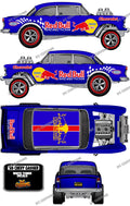55 CHEVY GASSER (WHITE TONER) DECALS REDBULL