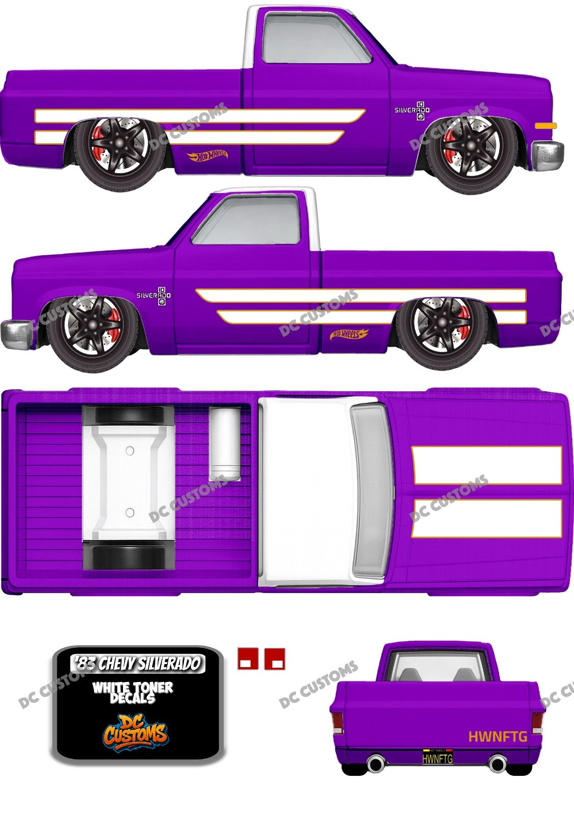 83 CHEVY SILVERADO (WHITE TONER) DECALS HWNFTG
