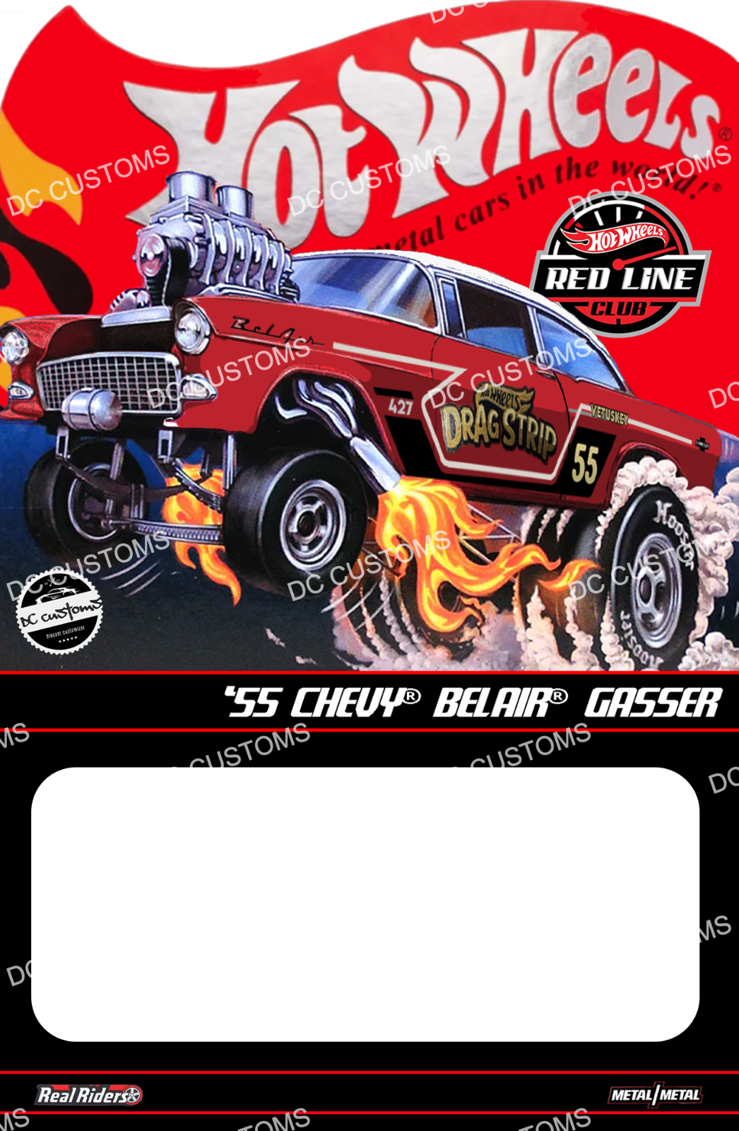 CUSTOM CARD FOR Hot Wheels DRAG STRIP 55 CHEVY GASSER