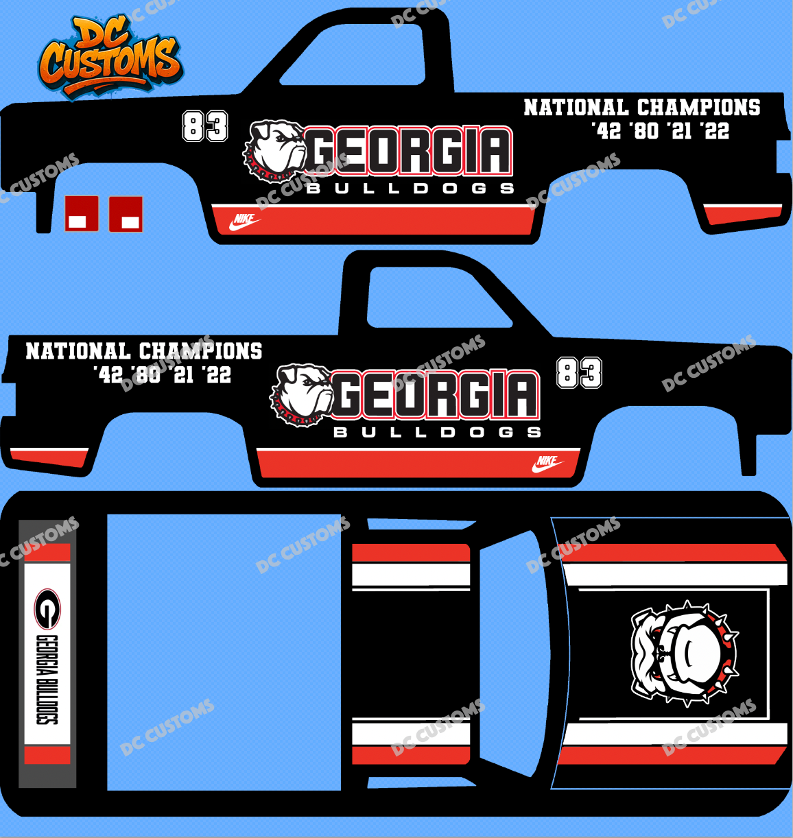 83 CHEVY SILVERADO (WHITE TONER) DECALS GA BULLD0GS