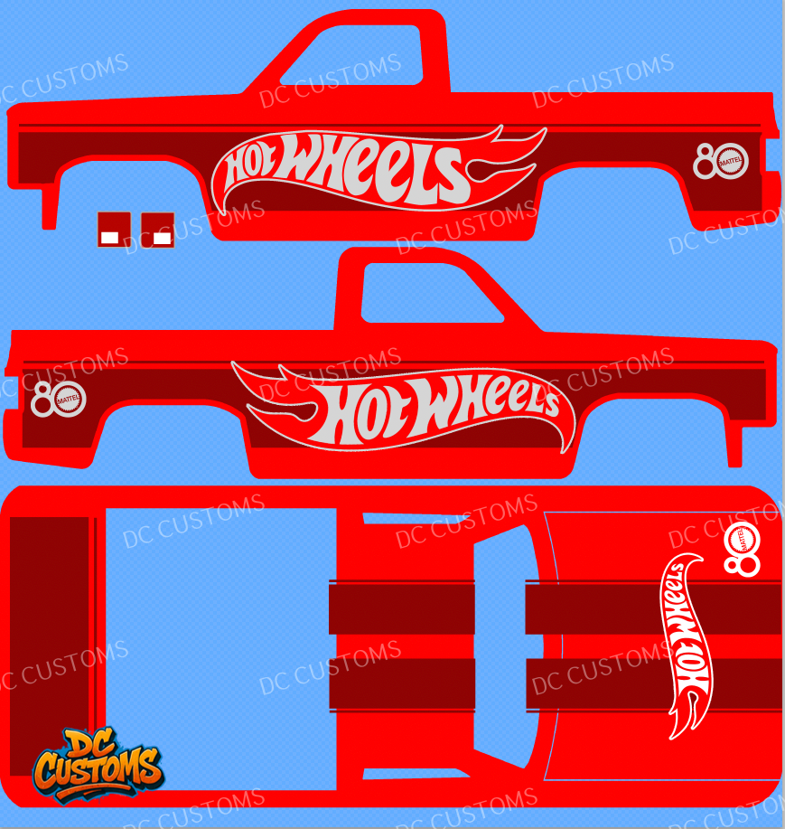 83 CHEVY SILVERADO (WHITE TONER) DECALS 80TH ANNIVERSAY RED