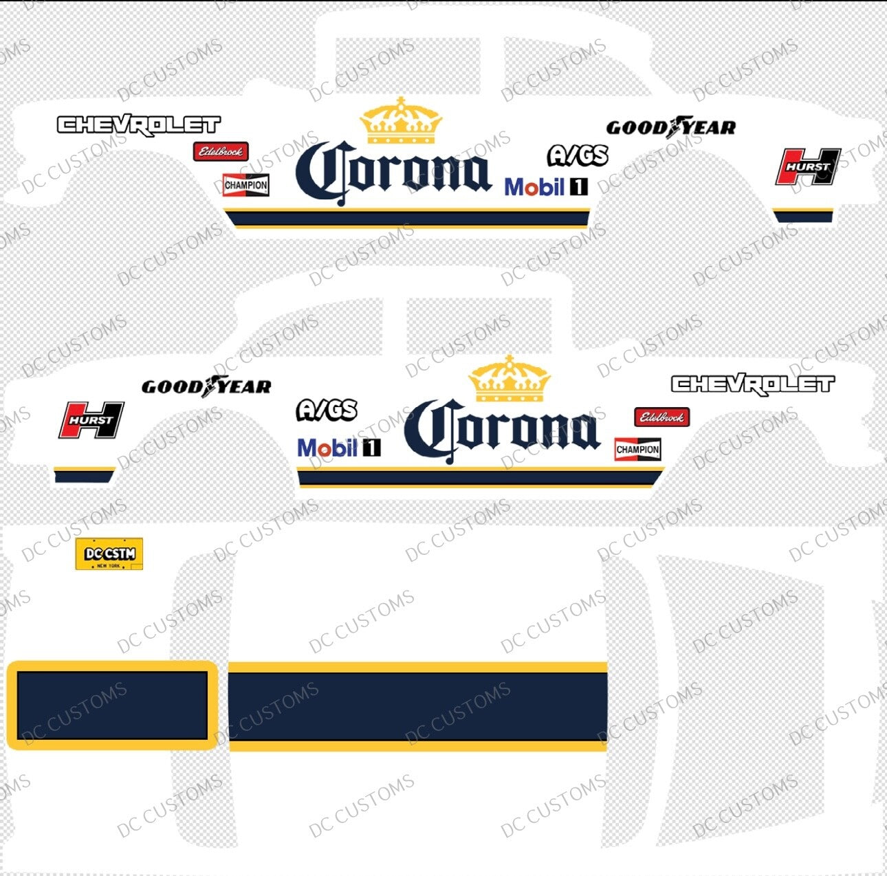 55 CHEVY GASSER (WHITE TONER) DECALS CORONA