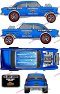 55 CHEVY GASSER (WHITE TONER) DECALS FILTHY FIVE