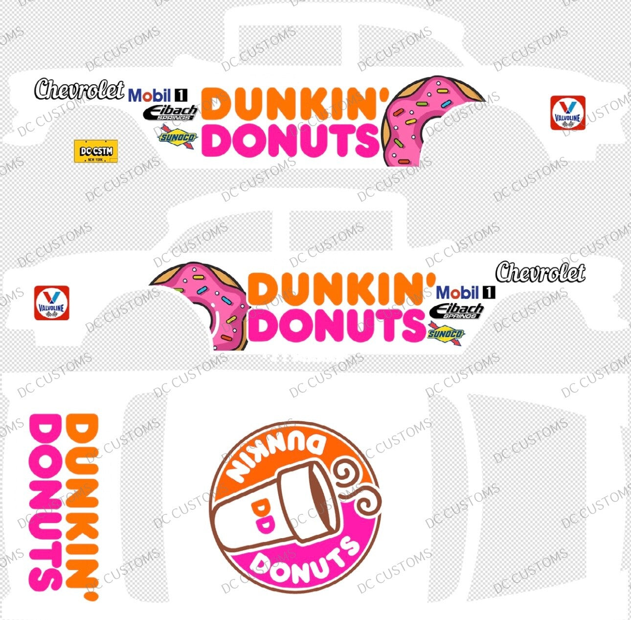 55 CHEVY GASSER (WHITE TONER) DECALS DUNKIN