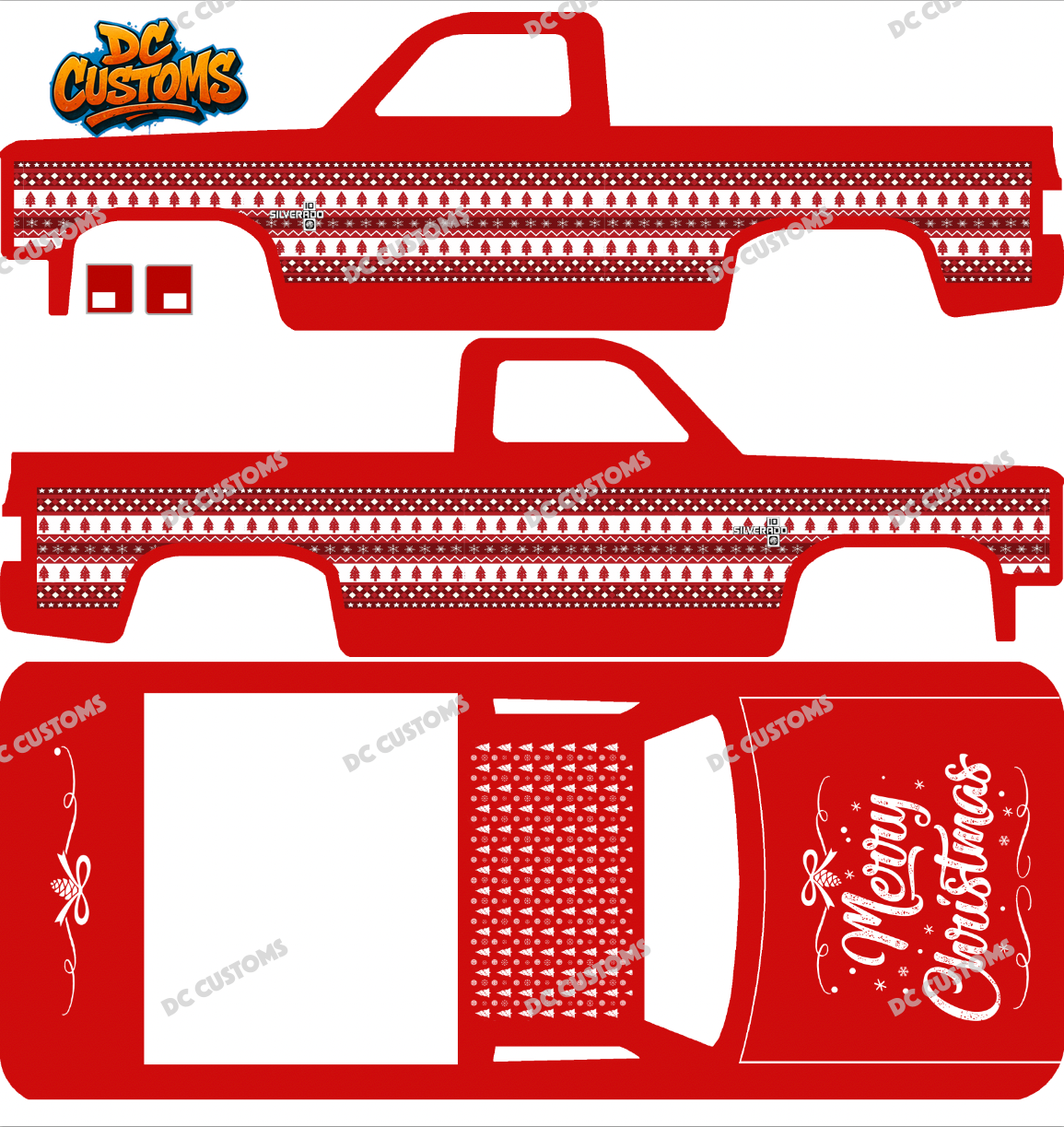 83 CHEVY SILVERADO (WHITE TONER) DECALS CHRISTMAS A1