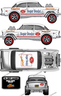 55 CHEVY GASSER (WHITE TONER) DECALS SUGAR BOMBS