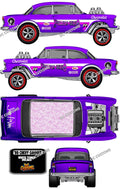 55 CHEVY GASSER (WHITE TONER) DECALS PURPLE HAZE