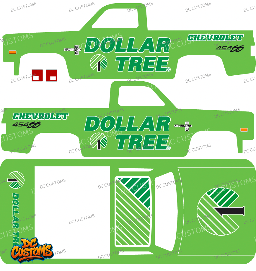 83 CHEVY SILVERADO (WHITE TONER) DECALS DOLLAR TREE