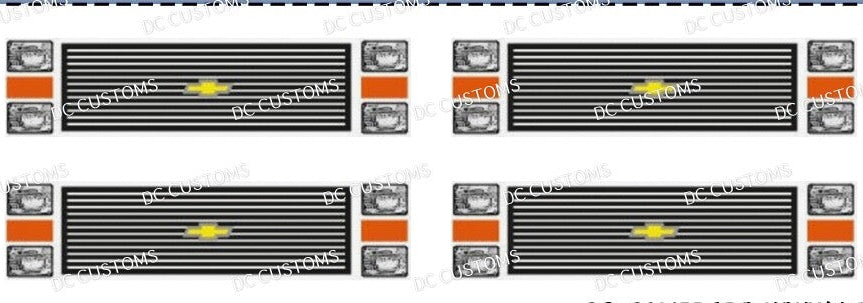 83 CHEVY SILVERADO (WHITE TONER) DECALS  FOUR GRILLS